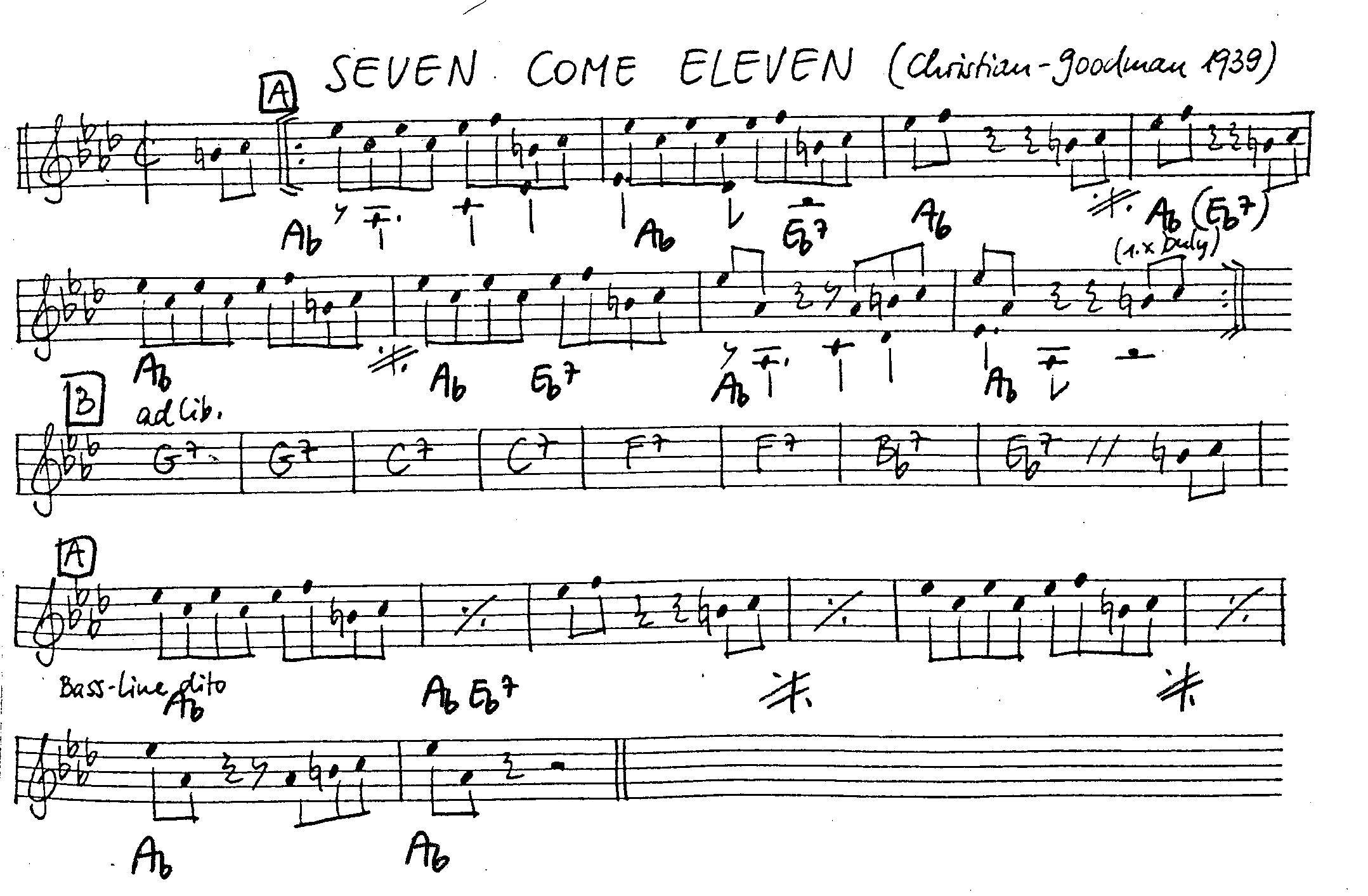 seven come eleven leadsheet – book us for your next 20s or gatsby event